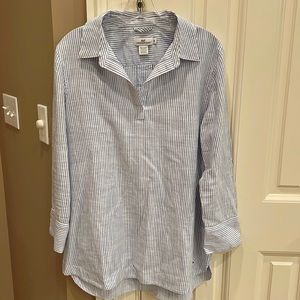Vineyard Vines Navy Stripe Popover Tunic Top Size Medium, EUC
